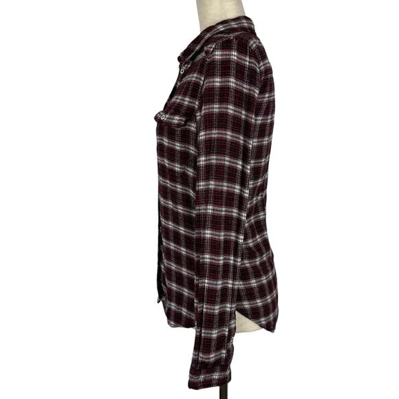 Paige Top Women Small Red Black Plaid Western Indie Grunge Boyfriend Shirt Soft - Picture 2 of 12